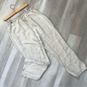Linen Pullon Pants straight leg womens Beige (small) minimalist natural classic